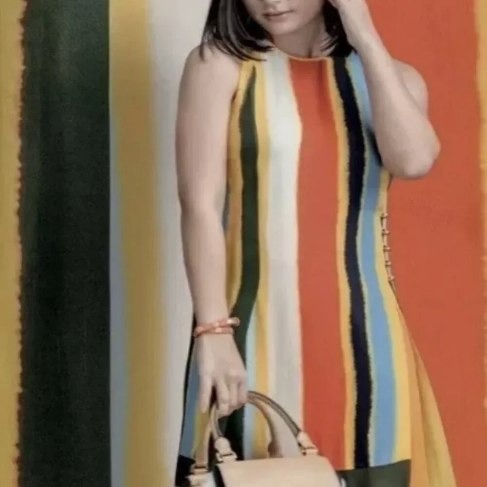 NWOT TORY BURCH Bettina Striped Silk Midi Dress M $698
